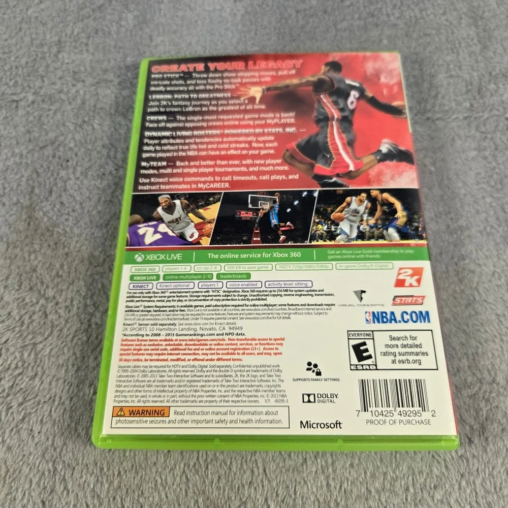 NBA 2K14 Xbox 360 Microsoft 2013 LeBron James Cover CIB Tested Works